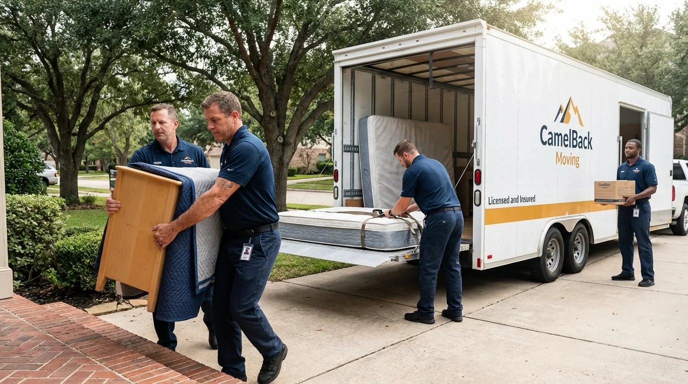 Crew loading residential truck for cross-state move from Central Islip, NY